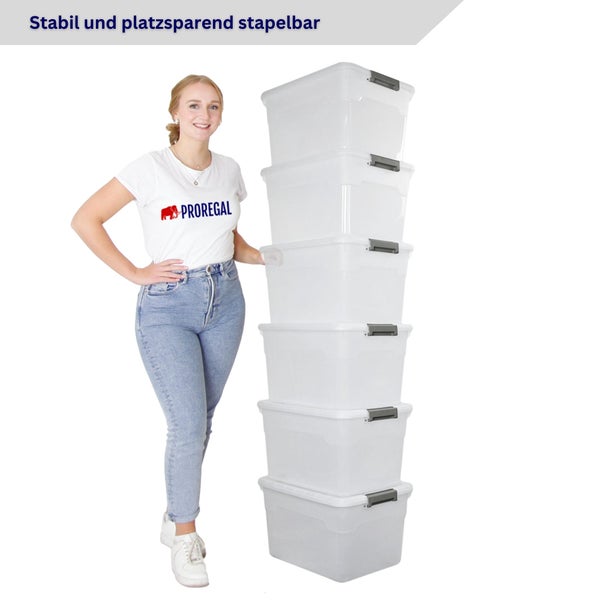 Stapelboxen aus Kunststoff im Stapel mit Model