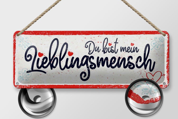 Blechschild Spruch 27x10cm Du bist mein Lieblingsmensch Dekoration