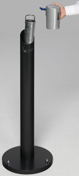 PROREGAL Runder Ascher Standsäule Mit Abnehmbarem Kopfteil 9,4 Liter HxBxT 100,5 x 36,5 x 36,5 cm Verzinkter Stahl Anthrazit