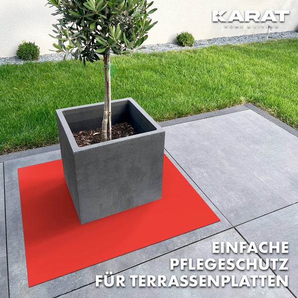 FLOORDIREKT Untersetzer Majesty  - mit abgeschrägter Kante für Blumentöpfe - Bodenschutz - Rot - 60 x 60 cm