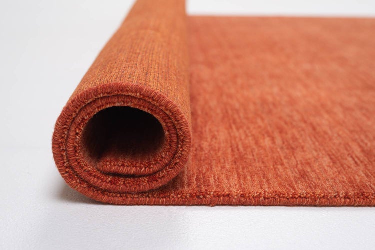 Wollteppich Luxus Designerteppich moderner uni Teppich aus reiner Schurwolle Terracotta 195x295 cm