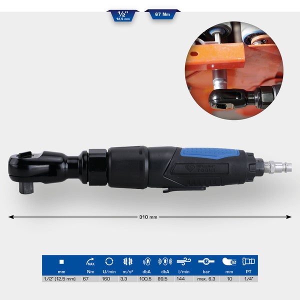 BRILLIANT TOOLS 1/2 Druckluft-Ratsche 67 Nm - BT160600