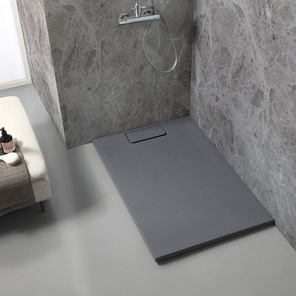 Mineralguss Duschwanne 70X100 anthrazitgraue Steinoptik | Mart