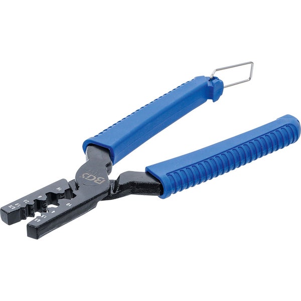 Aderendhülsenzange mit blauen Griffen für verschiedene Hülsengrößen