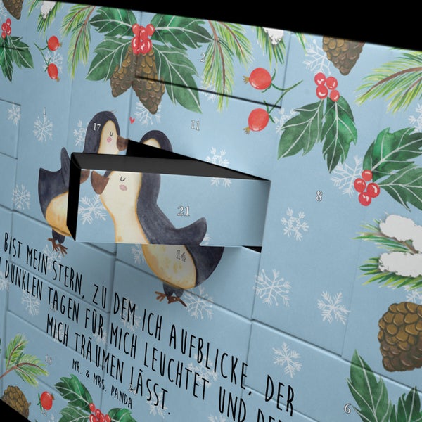 Mr. & Mrs. Panda Befüllbarer Adventskalender Pinguin Liebe - Blau Pastell