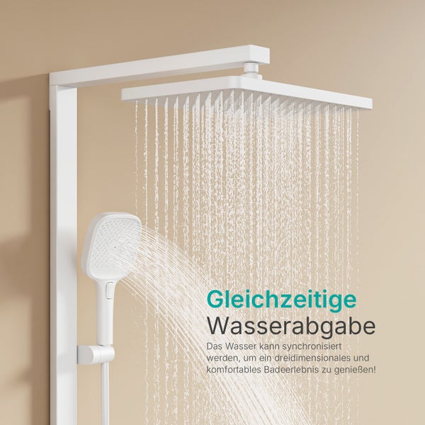 Duschsystem mit Kopfbrause und Handbrause im Betrieb