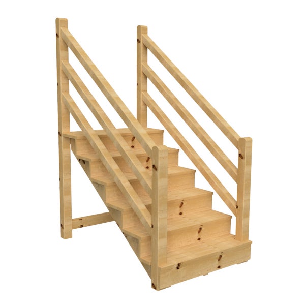 Holztreppe mit Geländer für den Außenbereich