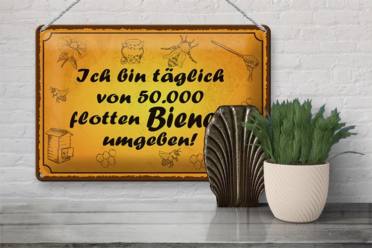 Blechschild Spruch 30x20cm von 50000 flotten Bienen umgeben