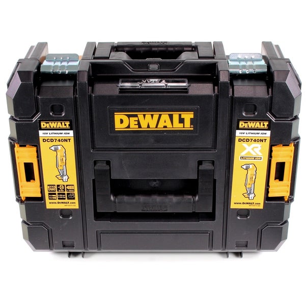DeWALT TSTAK Werkzeugkoffer aus Kunststoff für 18 Volt Lithium Ionen Winkelbohrschrauber DCD740NT mit Tragegriff und Metallverschlüssen