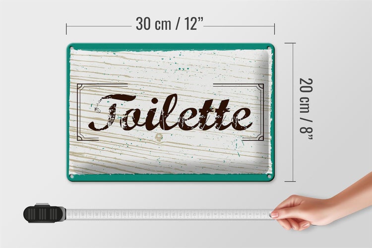 Blechschild Spruch 30x20cm Toilette blau braun