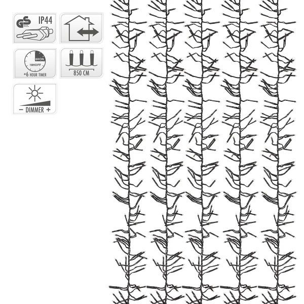 ECD Germany LED Cluster Lichterkette 1152 LEDs 8,5 m Warmweiß, IP44 Wasserdicht Innen/Außen, Strombetrieben, Weihnachtsdeko Clusterlichterkette Büschellichterkette Weihnachtsbeleuchtung Büschellkette