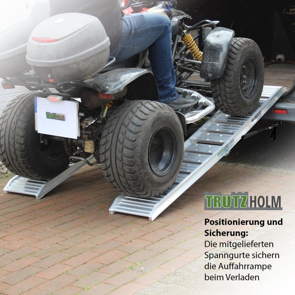 TRUTZHOLM 2 x Auffahrrampe klappbar 180 cm Traglast 400 kg Alu grau geriffelt/ gelocht Verladerampe