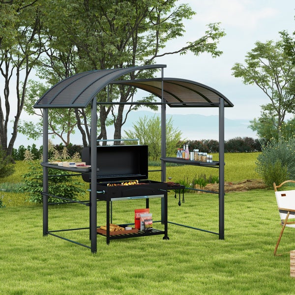 Outsunny Grillpavillon, 240L x 150B x 230H cm, Stahl, PC, mehrfarbig