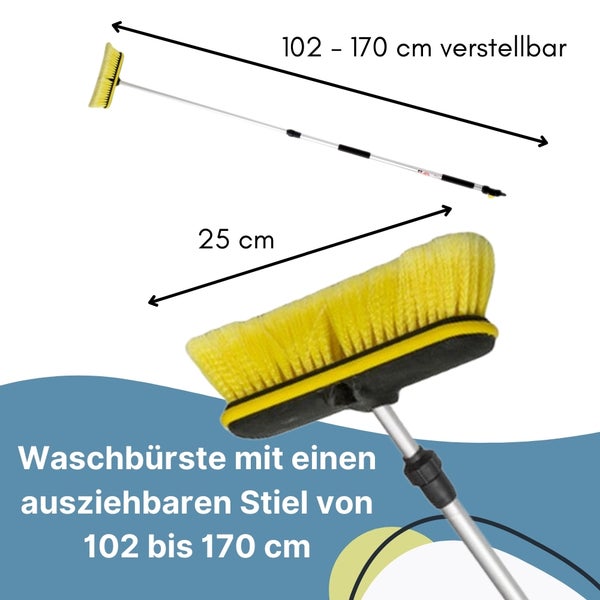 Waschbürste mit Teleskopstiel, verstellbar von 102 bis 170 Zentimeter und 25 Zentimeter breit
