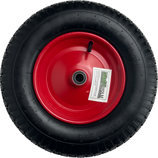 Schubkarrenrad 4.80 durch 4.00 minus 8 mit Stahlfelge inklusive Trutzholm Logo Aufkleber