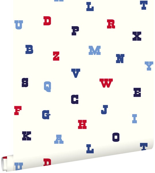 Tapetenrolle mit Buchstabenmuster