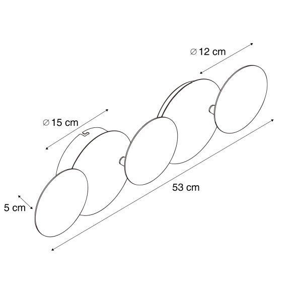Technische Zeichnung einer Leuchte mit Abmessungen.
