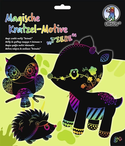 URSUS Kinder-Bastelsets Magische Kratzel-Motive Tiere