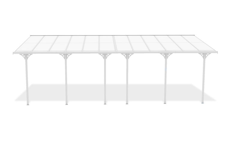 Angebaute Pergola/Carport 24m² KLEO 800L300 Aluminium Weiß
