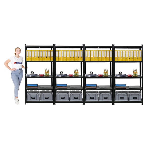 Berlinlodge Mega Deal 4x Wohnregal Ragnar, HxBxT 180x90x40cm, Fachlast 100kg, Matt Shwarz, Bücherregal, Standregal, Büroregal für Wohnzimmer