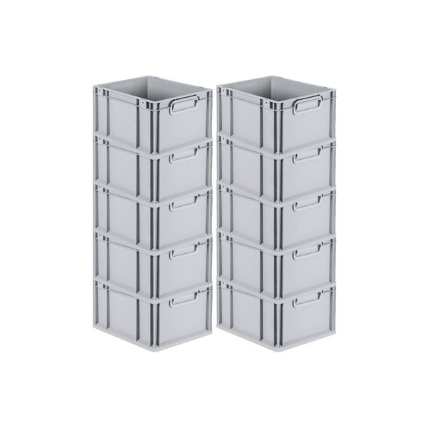 PROREGAL Spar Set 10x Eurobox Nextgen Economy Mit Scharnierdeckel & Grünen Schiebeschnappverschlüssen Griffe Geschlossen HxBxT 22 x 30 x 40 cm