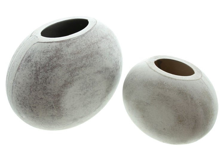 FRANK FLECHTWAREN | Dekovase White, 2er Set, MDF, 14 x 8 x 13 cm, 18,5 x 10 x 17 cm