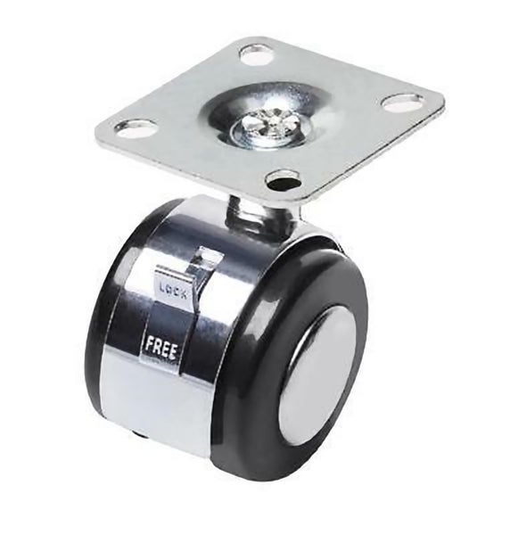 Möbelrolle mit Feststeller und Anschraubplatte aus Metall