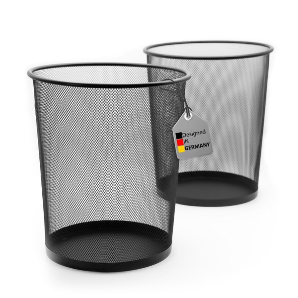 BigDean 2 Stück Papierkorb Mülleimer schwarz 20L Draht - Mülleimer Büro - hochwertiger Papiereimer für Zuhause & Büro