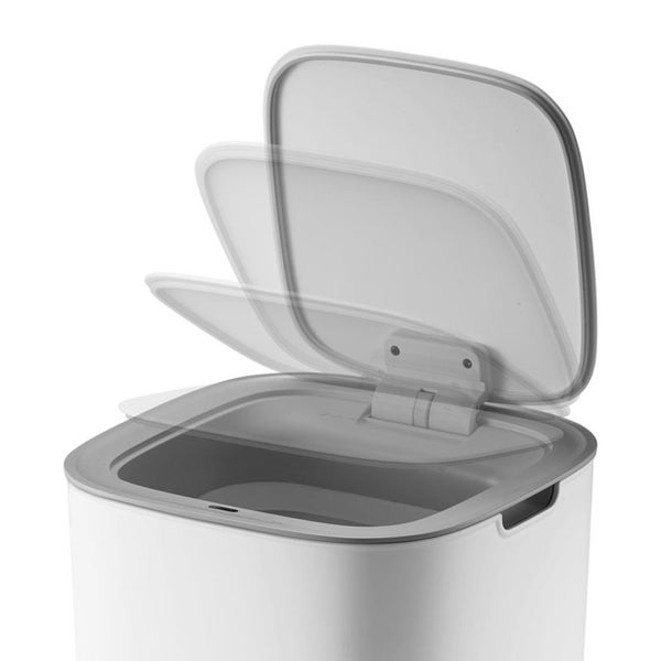 PROREGAL Moderner Quadratischer Abfalleimer Mit Smart Sensor 30 Liter HxBxT 59 x 27 x 27 cm Weiß