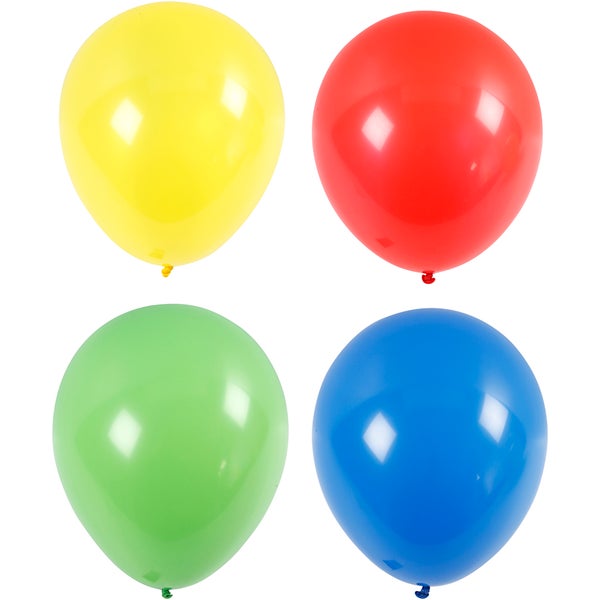 Creativ Company  Riesenballons, Riesengröße, D 41 cm, Blau, Grün, Rot, Gelb, 4 Stk