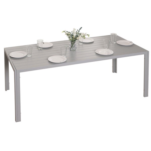 Aluminium Gartentisch mit Geschirr für sechs Personen