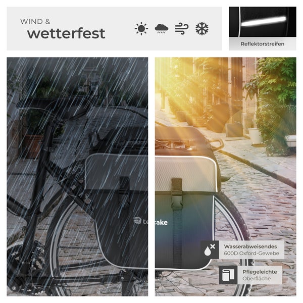 Fahrradtasche mit wetterfestem und wasserabweisendem Gewebe