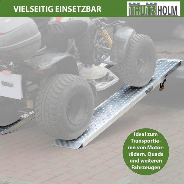 Motorrad auf einer Rampe zum Verladen, Marke Trutzholm