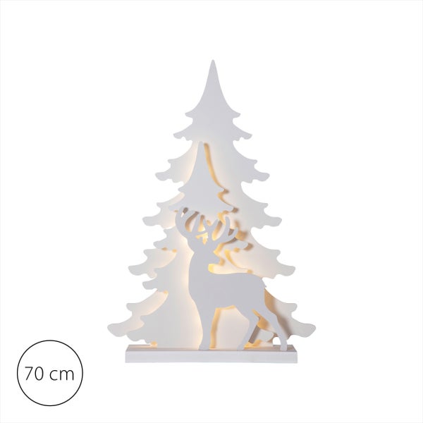 Dekorative, beleuchtete Weihnachtsbaumfigur mit Reh, 70 cm hoch