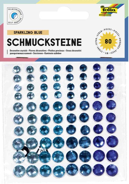 Folia  Schmucksteine SPARKLING BLUE, selbstklebend, 80 Stück
