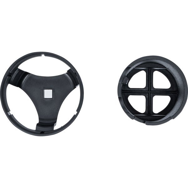 Zwei schwarze Kunststoffrosetten