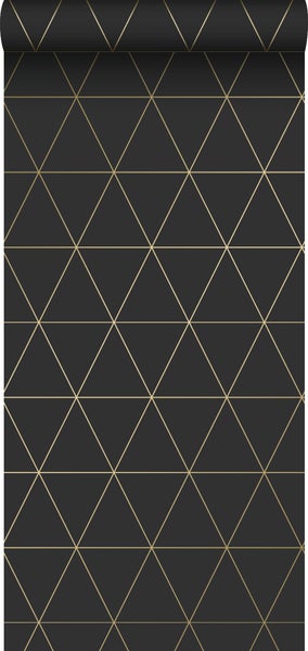 Origin Wallcoverings Tapete grafische Dreiecke Schwarz und Gold - 53 cm x 10.05 m - 347684