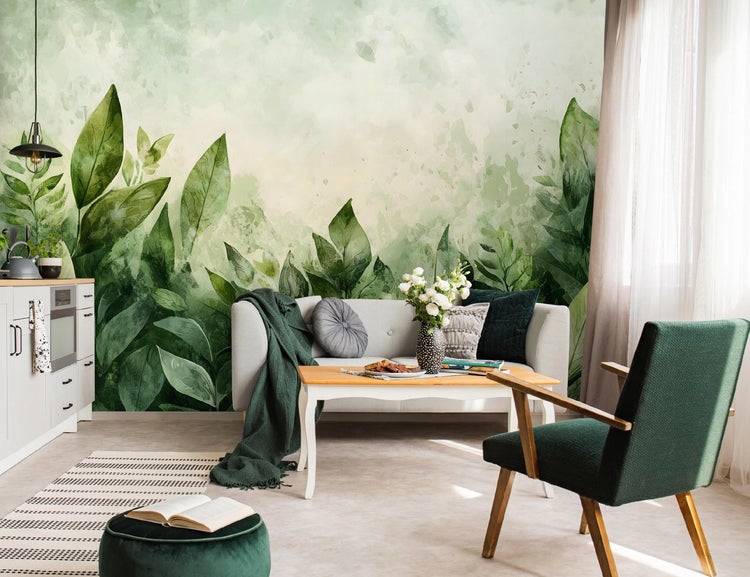 Fototapete Blätter Grün Vlies Tapete Wohnzimmer 350x250 cm