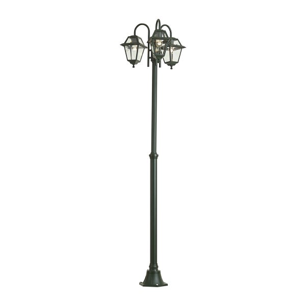 Dreiflammige Außenstehleuchte im klassischen Design für den Gartenweg als Wegbeleuchtung.