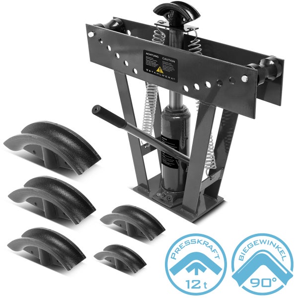 Stahlwerk Rohrbiegegerät mit sechs Biegewerkzeugen, Presskraft 12 t, Biegewinkel 90 Grad