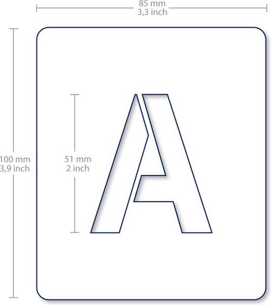 QBIX Buchstabenschablonen Set - 10 x 8,5cm - Komplettes Alphabet - Buchstaben sind 5cm hoch