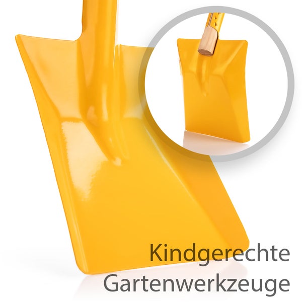 Kinderschaufel aus Metall mit Holzstiel fuer den Garten