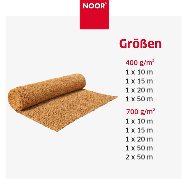 Erosionsschutzmatte KOKOS- 700g/m²- 1x50 m- Böschungsmatte für Gartenarbeit- und chemikalienfrei