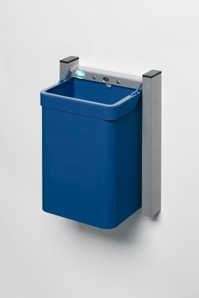 PROREGAL Robuster Abfallsammler 1 Fach Mit Wandhalterung 15 Liter HxBxT 42,5 x 31 x 23 cm Verzinkter Stahl Blau