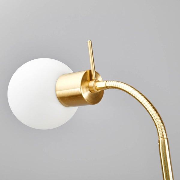 Wandleuchte mit flexiblem Arm und kugelförmigem Lampenschirm