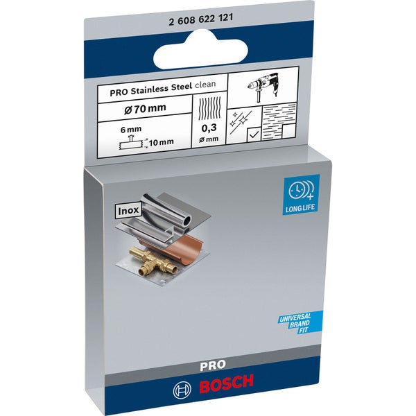Bosch PRO Stainless Steel clean Scheibenbürste 70 x 0,30 mm gerader Schaft - 2608622121