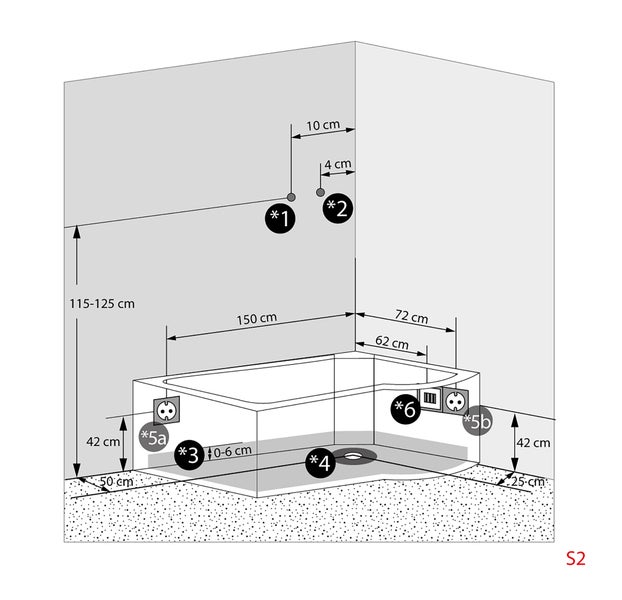 Innenansicht einer weißen Dampfduschkabine mit Massagedüsen, integrierter Sitzfläche und rutschfestem Boden.
