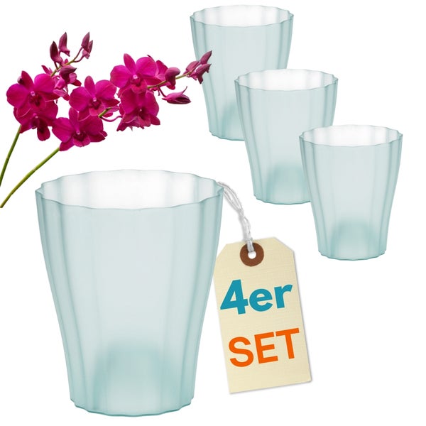 Vierer Set Blumentöpfe mit Orchidee