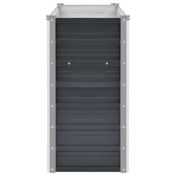 Hochbeet-Seitenwand aus Metall mit horizontalen Lamellen und verschraubten Eckprofilen.