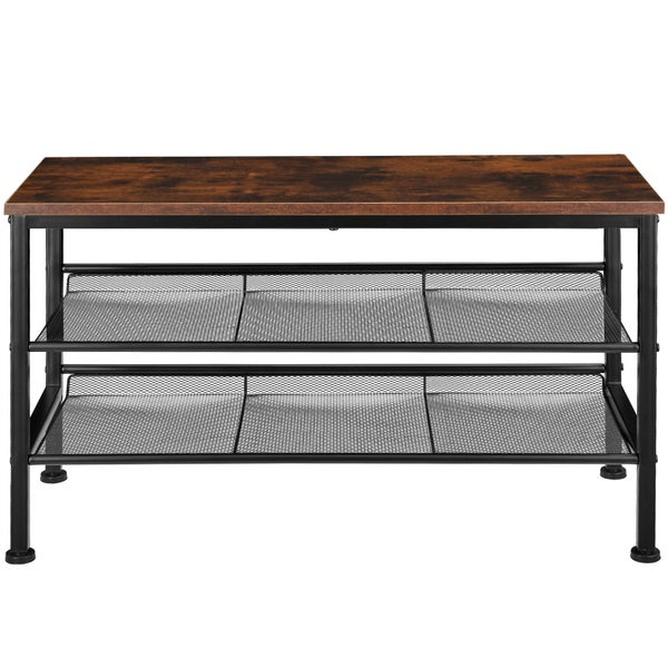 Schuhregal tectake Derry 75,5 x 30,5 x 45,5 cm Industrial Style Industrial Holz dunkel, rustikal